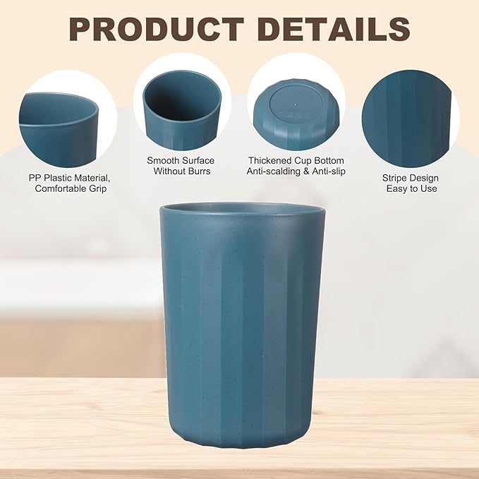 uxcell 2 Pcs Simple Toothbrush Cup, 2.8 x 2.8 x 3.9 Inch Bathroom Tumbler Reusable Plastic Cup Set for Storing Toothpaste Toothbrushes Combs Water Beverages, Dark Blue