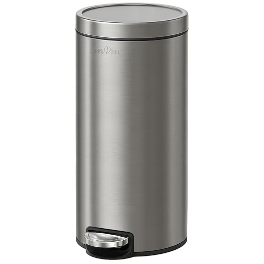 mVm 8 Gal Trash Can, Kitchen Trash Can with Lid, Tall Garbage Can for Home Room Office(Gray)