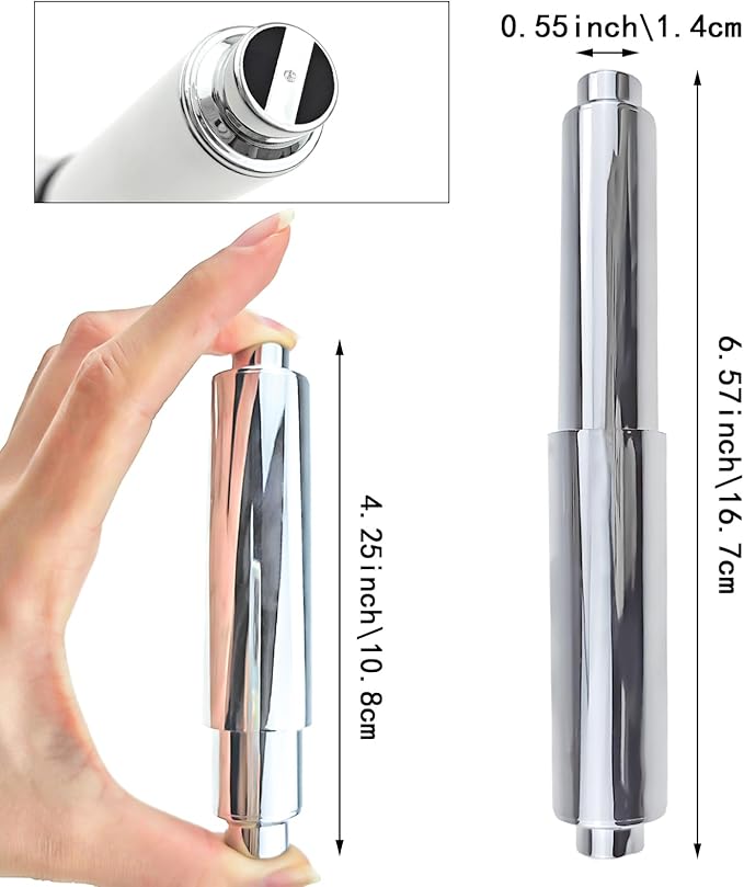 2 Pack Stainless Steel Toilet Paper Holder Replacement Rod Universal Fit Spring Toilet Paper Holder Roller Replacement(Chrome)
