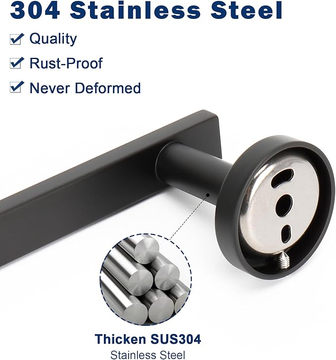 NearMoon Bath Square Toilet Paper Holder, Premium SUS304 Stainless Steel Rustproof Wall Mounted Toilet Roll Holder for Bathroom, Kitchen, Washroom (Matte Black)