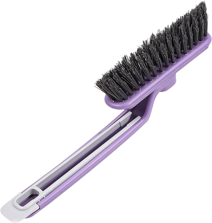 Hard Bristle Crevice Cleaning Brush Long Handle 360° Rotating Groove Scrubber for Bathroom Tiles, Sink, Window Tracks, and Small Space Cleaning Tools