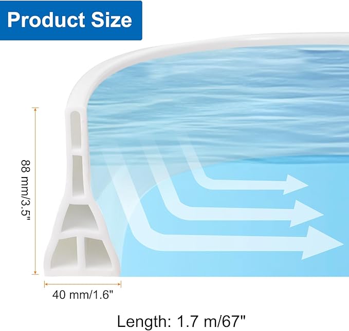 uxcell 67" Collapsible Shower Barrier Stopper 3.5" High Self-Adhesive Shower Water Splash Guard Blocker for Bathroom Kitchen Wet and Dry Separation, White (Hollow, Triangle)