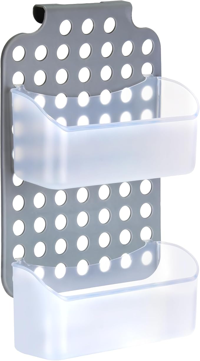 DecorRack Adjustable Hanging Storage, 2 Bins Over Shower Door Organizer, Bathroom Storage With Removable Baskets For Space Saving, BPA Free
