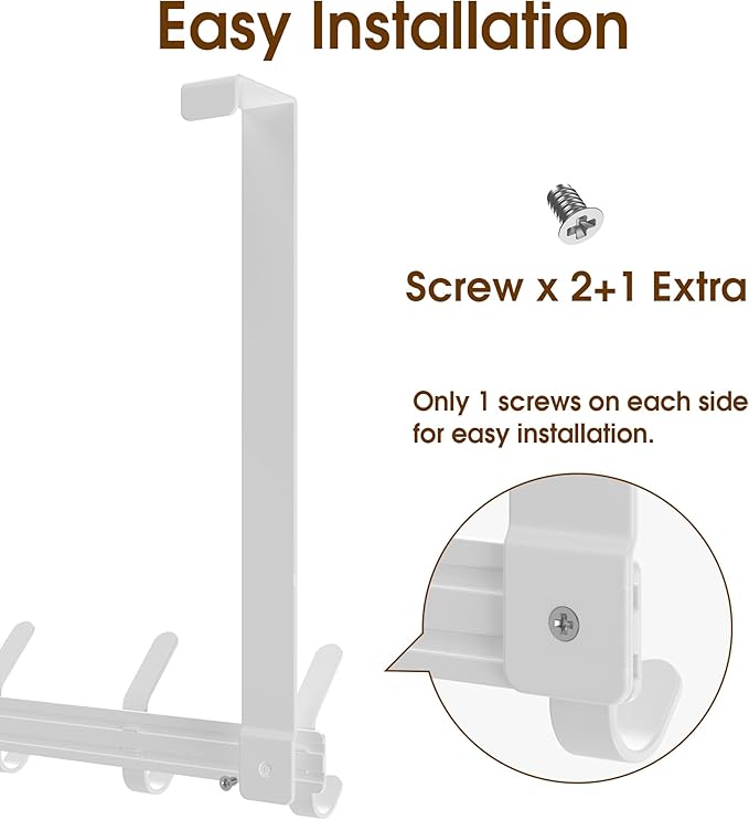 Long Over The Door Hooks Hanger with 15.75" Arms for for Easier Access by Shorter, J16U, Perfectly Fits US Standard 1 3/4-inch Doors, Towel Rack Bathroom Organizer Holder, White
