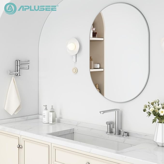 APLusee Polished Chrome Swivel Towel Hook for Bathroom, Heavy Duty 304 Stainless Steel Bathroom Wall Hook with Multi 3 Arms, Wall Mounted Towel Hanger for Kitchen Garage