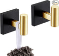 KOKOSIRI Robe Hooks for Bathrooms Towel Hook Wall Mounted Coat Hooks, Bathroom Hardware 2 Pack Black with Gold Stainless Steel B1013GDK-P2