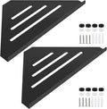 2 Pcs 304 Stainless Steel Corner Shelf with Screws, Triangle Shower Caddy, Wall Mount Soap Holder for Bathroom, Kitchen Organization (Matte Black)