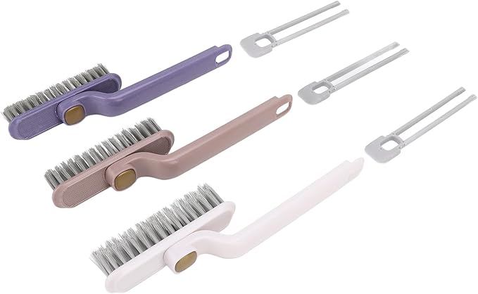 Grout Brush, 3pcs Deep Cleaning Cleaning Brush V Shaped with Clips for Shower Bathroom Kitchen Household