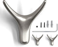 CARAGO Coat Hooks, Towel Hooks for Bathroom,3 Packs Metal Heavy Duty Wall Hooks, Suitable for Cloakroom, Living Room, Kitchen, Bathroom, for Hanging Clothes, Hats, Bags, Towels (Gray Brushed)