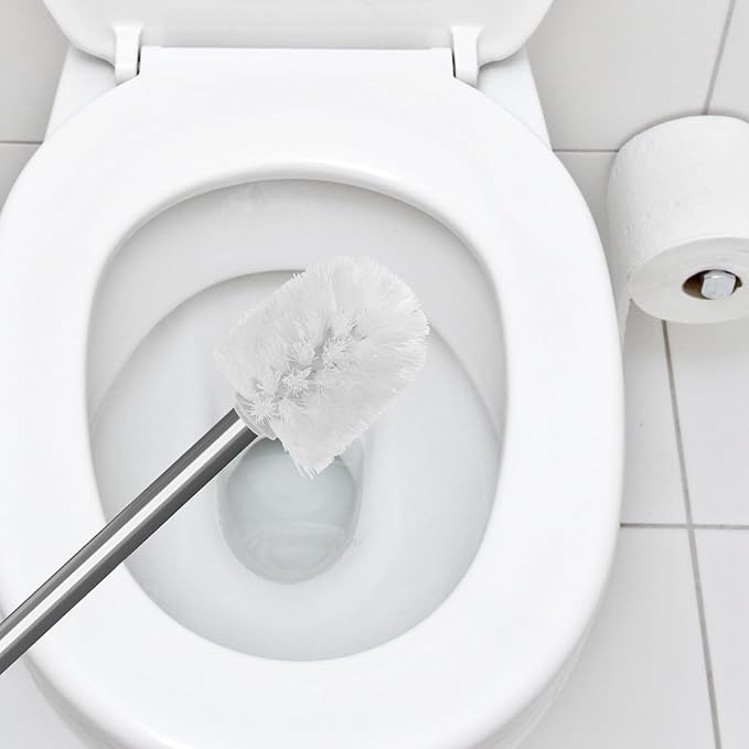 Alipis Toilet Brush Replacement Heads 2pcs White Plastic Scrub Brush Heads 80x100mm Replaceable for Bathroom Cleaning