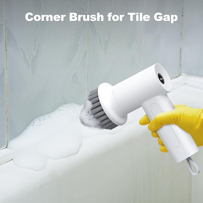 2Pcs Corner Brush Heads Set for Electric Spin Scrubber Cleaning Corners Gap Edge, and Hard-to-Reach Places(White)