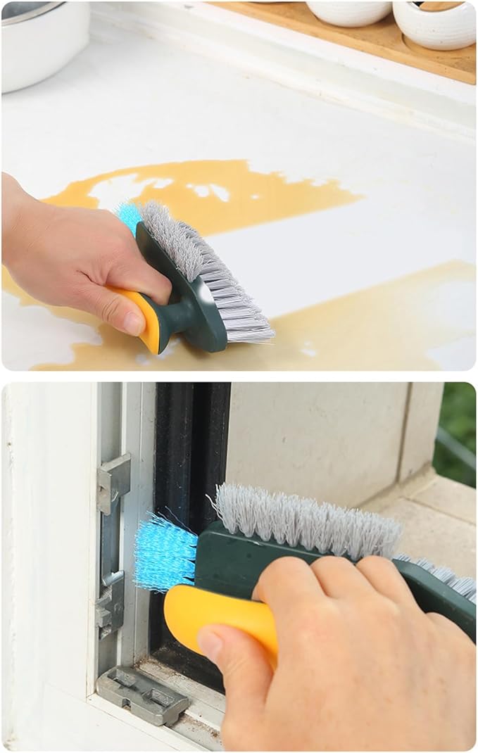 Hard Bristle Cleaning Brush - Cleaner Scrubber - with Handle Small Cleaning Brushes for Tight Spaces | for Shower Kitchen Floor Tub Grout Household Countertop