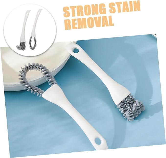Yardwe Multifunctional Crevice Cleaning Brush Set 2pcs (u-Shaped + Angled) Heavy Duty Handheld Kitchen Scrubbing Brush for Grout, Stove, and Barbecue Grill Cleaning