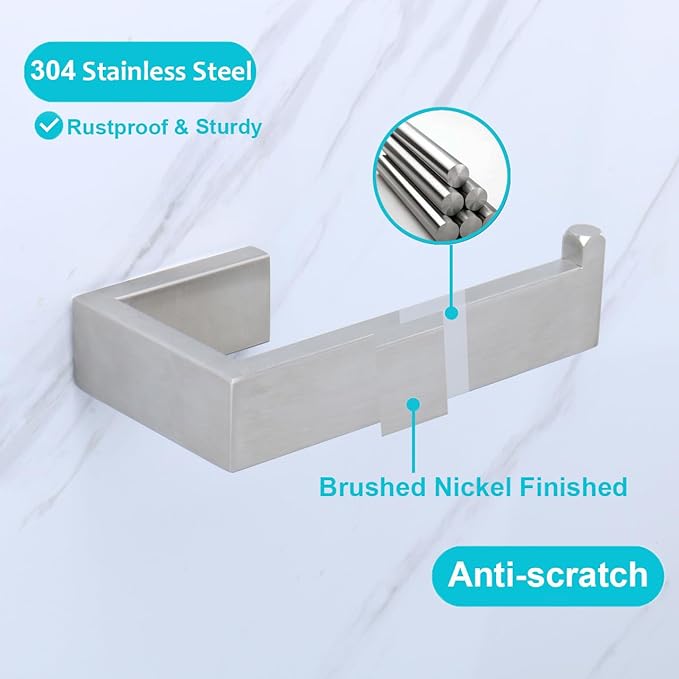 TocTen Toilet Paper Holder-Bathroom Tissue Holder Fit Big Roll Paper, Toilet Paper Roll Holder Wall Mounted Made of Thicken 304 Stainless Steel, Suitable for Bathroom, Kitchen, Office (5.9In, Brushed)