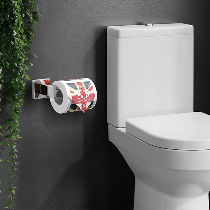 TQKAG Polished Stainless Steel Toilet Paper Holder,Modern Square Tissue Roll Holders Wall Mount, Toilet Paper Roll Dispenser for Kitchen Washroom