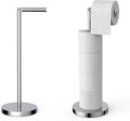 Free Standing Toilet Paper Rack, SUS304 180 Degree Rotatable Tissue Holder with Shelf, Polished Chrome Bathroom Storage Toilet Roll Stand