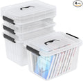 18 Quart Clear Plastic Storage Box with Handle, Latching Bins with Lid, 4 Packs