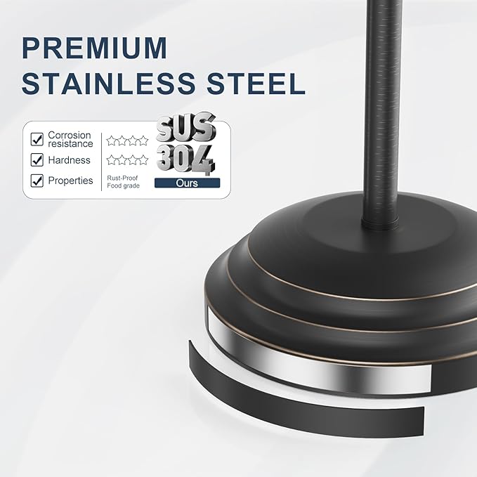 Bathroom Toilet Paper Holder Stand, Oil Rubbed Bronze Toilet Paper Holder Free Standing, Stainless Steel Pivoting Toilet Tissue Roll Holder，Adjustable Height (14 to 24 Inch) Paper Holder