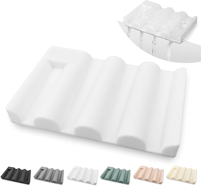 Soap Dish for Shower, Bathroom & Kitchen – Non-Slip, Self-Draining Design to Keep Soap Dry, Extend Soap Life – Easy to Clean, Compact & Durable (White, 1 pcs)