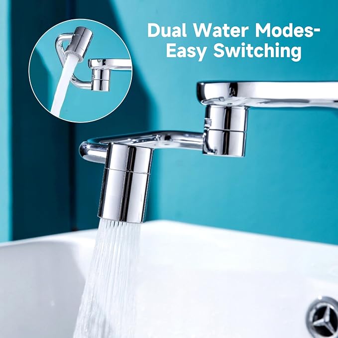 1440° Rotatable Faucet Aerator Extension, 2026 New 2 Modes Universal Sink Faucet for Splash Reduction, 1080° Rotating Multifunctional Faucet Extender for Bathroom Sink Kitchen