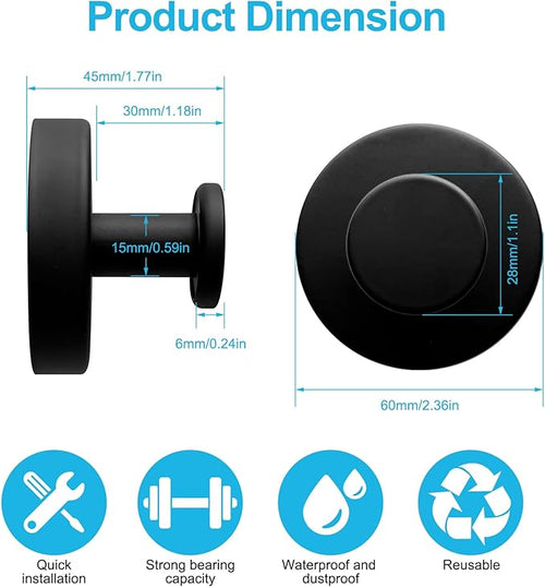 10 Pack Suction Cup Hooks for Shower, Suction Cup Towel Hooks for Bathrooms, Adhesive Wall Hook, SUS304 Waterproof Stainless Steel Hooks for Bathroom, Bedroom, Kitchen, Hotel and Office
