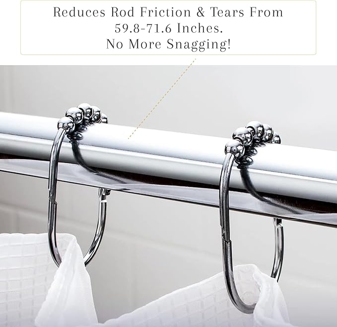 2 Lb. Depot Shower Curtain Ring - Set of 12 Easy Glide Rollers with Polished Chrome Finish - Stainless Steel Shower Hooks for Straight and Curved Rods - Decorative and Durable for Any Bathroom