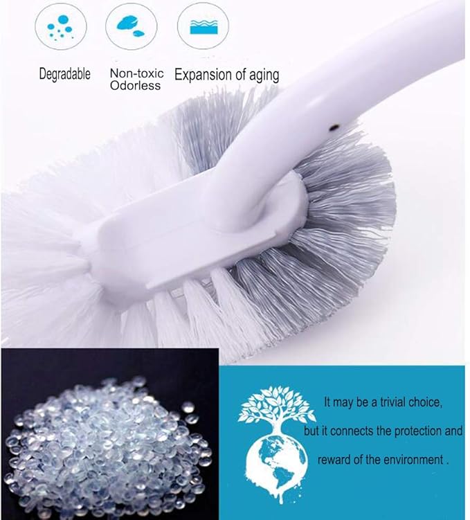 Marbarsse Bathroom Toilet Bowl Brush and Holder, Curved Design Toilet Brush for Deep Cleaning Under Rim, Best Toilet Brush Set, Easy Handy CompactToilet BowlCleaner Brush for Bathroom, 1 Pack