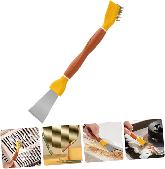 Unomor Multifunctional Cleaning Brush and Rust Removing Tool Double-Ended Shovel Design for Kitchen Bathtub Sink and Corner Grout High-Density Bristles for Scrubbing Easy to Use