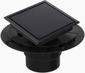 4 Inch Square Shower Floor Drain, Shower Drain Kit with Flange and 2 in 1 Tile-Insert Cover, Square Shower Drain, SUS 304 Stainless Steel Floor Drain,Matte Black