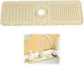 Faucet Mat for Kitchen Sink Splash Guard, 17.5"X5.5" Silicone Sink Splash Guard with Soap Holder, Snap-On Design & 7°slope Fast Drain, Perfect for Stone Sinks in Kitchen & Bathroom