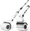 Roller-Type Electric Cleaning Brush - 2025 New Cordless Shower Scrubber with 200min Runtimes, 2-Speeds & 56" Extendable Handle, 4 Brush Heads, Shower Cleaner Brush, for Bathtub/Tile/Floor