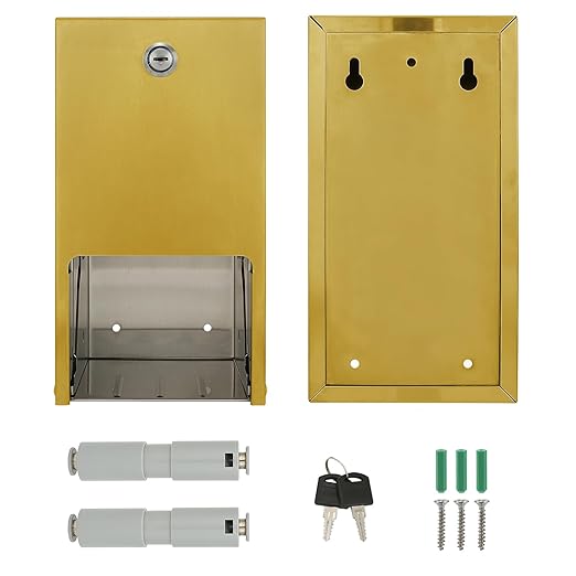 Gold 2 Roll Stainless Steel Commercial Toilet Paper Dispenser, Heavy Duty Wall Mount Tissue Holder with Lock for Restroom/Bathroom