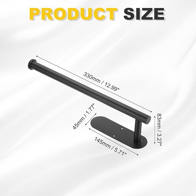 uxcell Toilet Paper Holder, Self-Adhesive 13" Stainless Steel Toilet Paper Roll Holder Rustproof Wall Mount Tissue Holders with Screws for Bathroom Washroom, Black