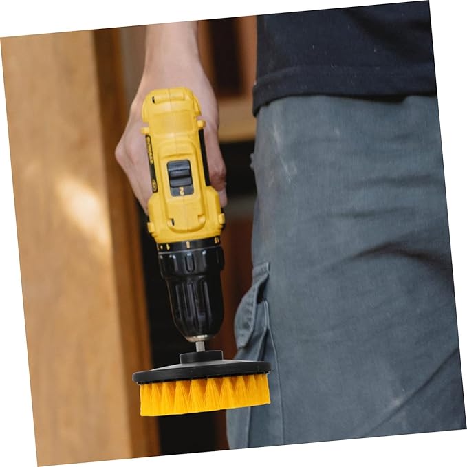 Electric Drill Brush Set 5-inch Yellow Hollow Round Brush Heads Replacement Cleaning Tool for Kitchen Floor Bathroom Surfaces Household Scrubbing