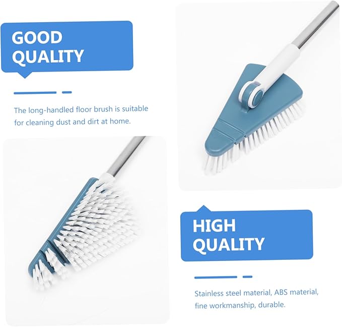 Premium Hard Bristle Floor Brush with Long Handle for Bathroom and Kitchen Cleaning Abs and Stainless Steel Construction Practical Swivel Mechanism for Corners and Grout Lines
