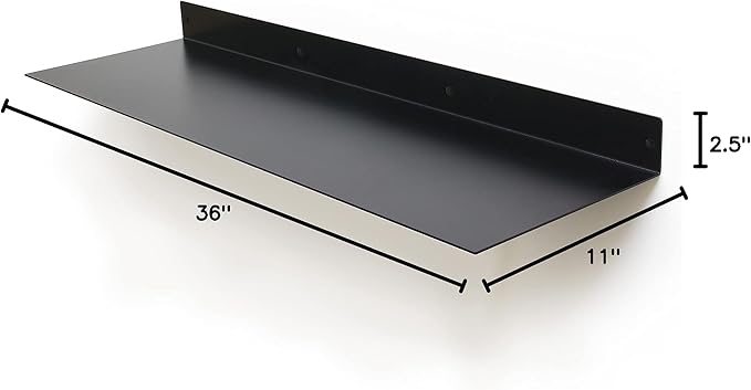Mitus Floating Shelf Wall Mounted (11 inch x 36 inch) Heavy Duty Industrial Modern Steel, Black