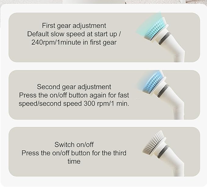Generic Cordless Cleaning Brush, Rechargeable Automatic Rotate Stretchable Electric Scrubber with 6 Replaceable Heads for Bathroom Tub Tile Floor
