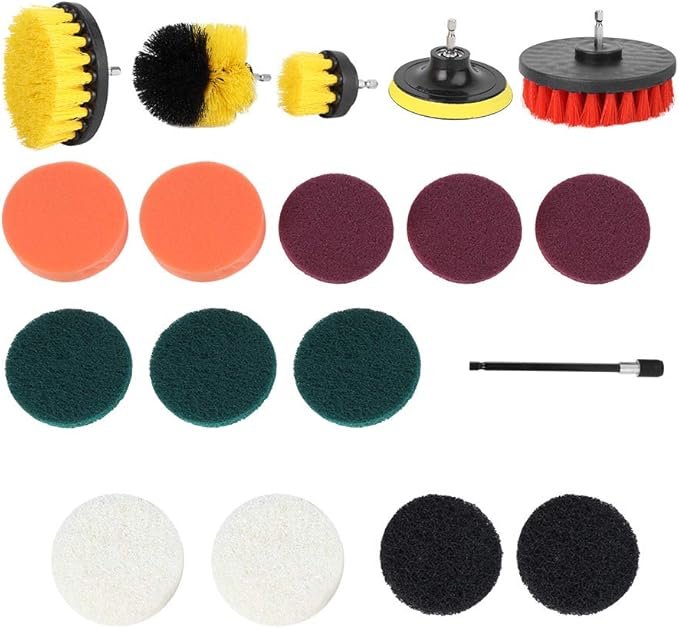 Cleaning Brush Set-18Pcs Electric Drill Brush Set Multifunction Power Cleaner Scrubber Attachments Home Cleaning Supplies