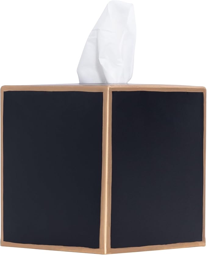 Jaye’s Studio Decorative Tissue Box Cover Square, Metal Modern Tissue Box Cover Farmhouse Decor for Bathroom Accessories Gold Desk Decor Home & Bedroom Black Tissue Box Holder Facial Tissue Dispenser