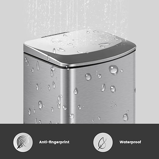 ELPHECO Bathroom Trash Can with Lid 4 Gallon / 15.1 Liter Stainless Steel Garbage Bin with Pedal Silver Trash Can with Removable Inner Bucket for Kitchen, Silver
