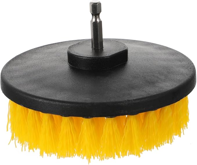 TEHAUX Drill Brush Attachment Set 5-inch Hollow Yellow Round Brush Heads for Electric Cleaning Drill Portable Replacement for Kitchen and Floor Scrubbing