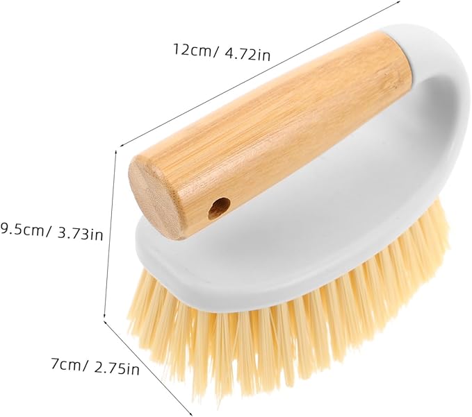 Heavy-Duty Bathroom Scrubber with Wooden Handle Multi-Function Crevice Brush for Grout and Tile Cleaning Stiff Bristles for Shower Floors Kitchen and Bathroom Deep Cleaning