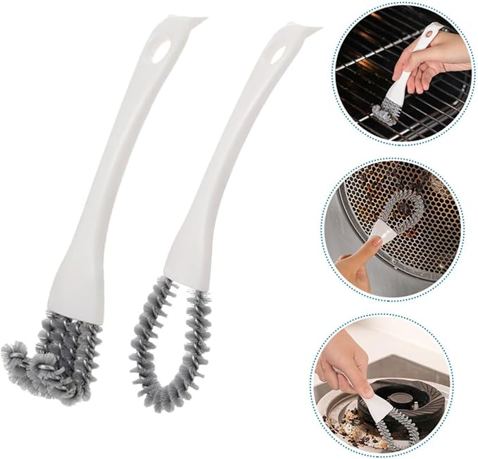 Multifunctional Grout Cleaner Grip Brush and Crevice Cleaning Brush 2pcs Set Heavy Duty for Stove BBQ Grill and Dead Corner Cleaning