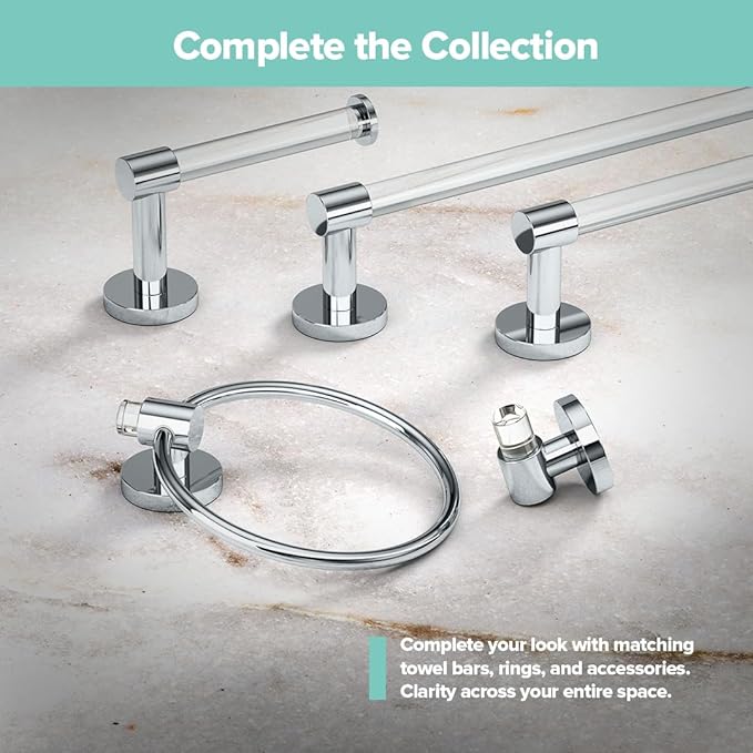 Gatco Clarion 24" L Towel Bar, Crystal-Clear Acrylic Chrome