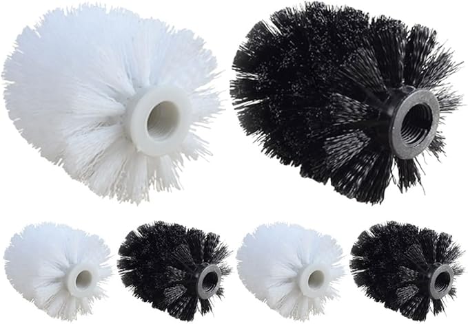 NUOBESTY 6pcs Toilet Brush Replacement Heads Plastic Brush Heads for Bathroom Cleaning for Home and Commercial Use White and Black Set