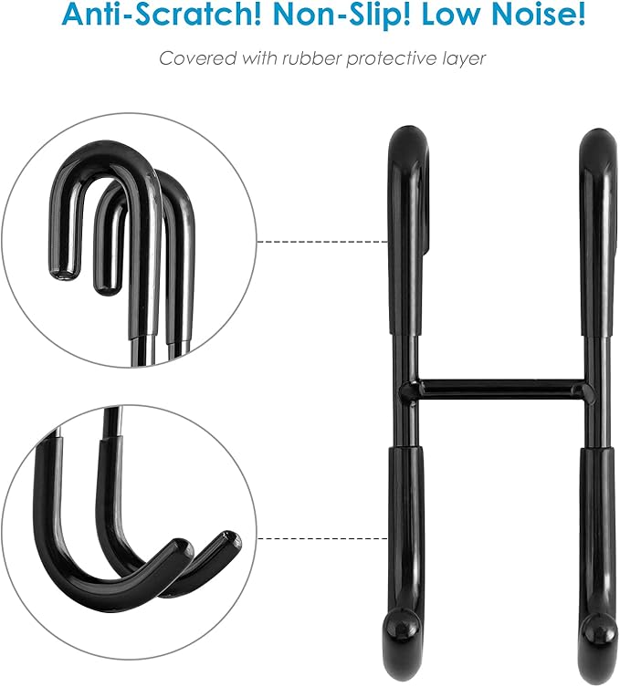 Simtive Shower Door Hooks (3-Pack), Towel Hooks for Bathroom Frameless Glass Door, Shower Squeegee Hooks, Black