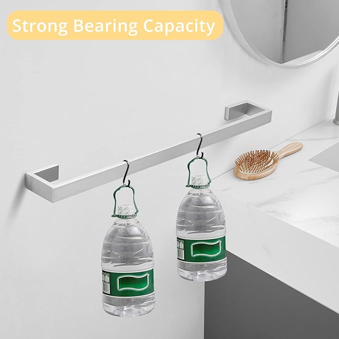 Fapully 23.6-Inch 6 Piece Bathroom Hardware Accessories Set Stainless Steel Wall Mounted Brushed Nickel Include Towel Bar,Hand Towel Holder,Toilet Paper Holder,Robe Towel Hook,Coat Hook,Towel bar Set