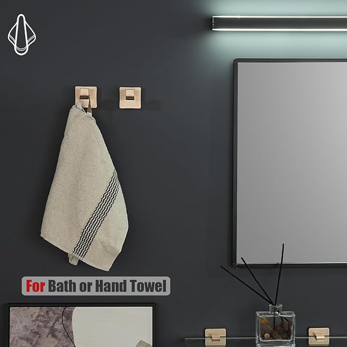 JQK Bathroom Towel Hook Champagne Bronze, Coat Robe Clothes Hook for Bathroom Wall Mounted (Pack of 2), SUS 304 Stainless Steel 0.8mm, TH250-CB-P2