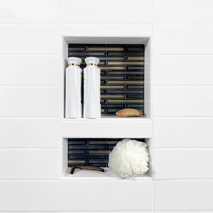 Noble 304 Preformed 12" x 12" + 6" x 12" ID Shower Niche, Tub, Caddy, Modern Bathroom Storage Solution, Built-in Shelf, Water-Resistant, Easy Install Ideal for Toiletries Shampoo Shower Accessories