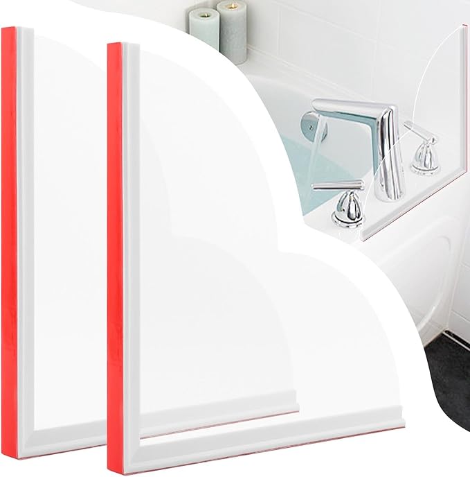 2 Pack Shower Splash Guard, Shower Corner Water Guard Bathtub Water Splash Guards to Keep Water in Tub Waterproof Self-Adhesive Shower Corner Silicone Clear Shower Blocker for Washbasin, Tubs, Sinks
